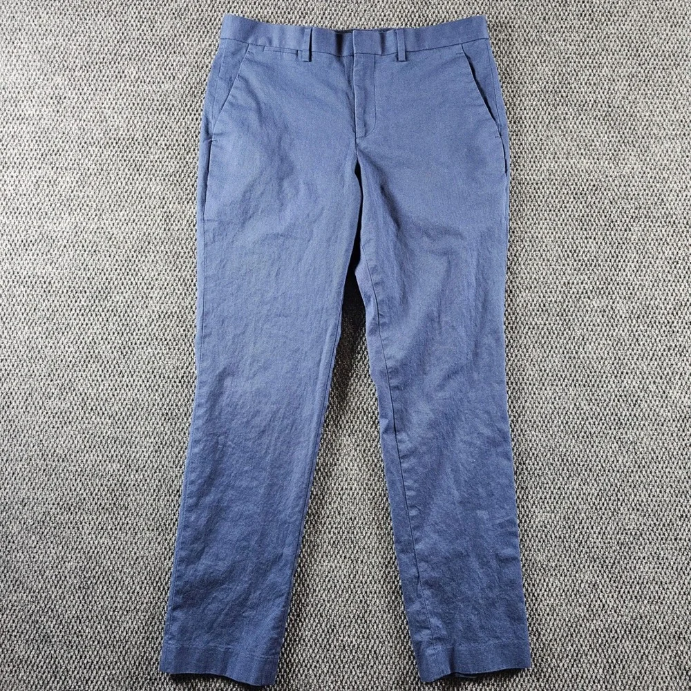 Express Mens Slim Stretch Chino‎ Pants Blue Textured 31x32 Cotton Blend Trousers